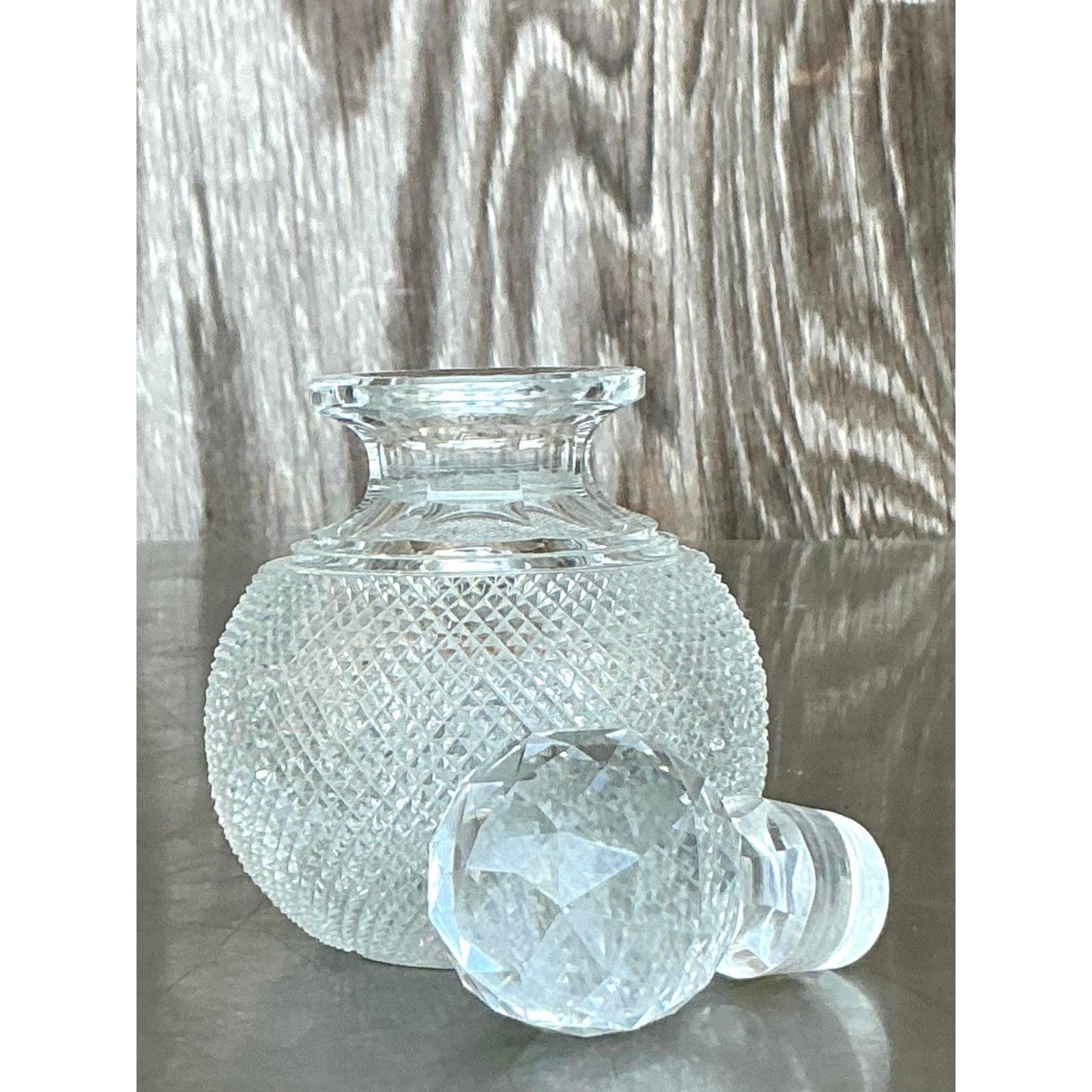 American Vintage Regency Cut Small Crystal Decanter For Sale