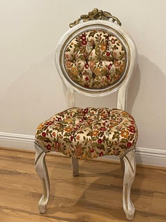 Spec Vintage Regency Cut Velvet Tufted Side Chair