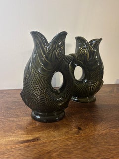 Vintage Regency Dartmouth Pottery Gluggle Jugs/Vases - Pair - 1950s England