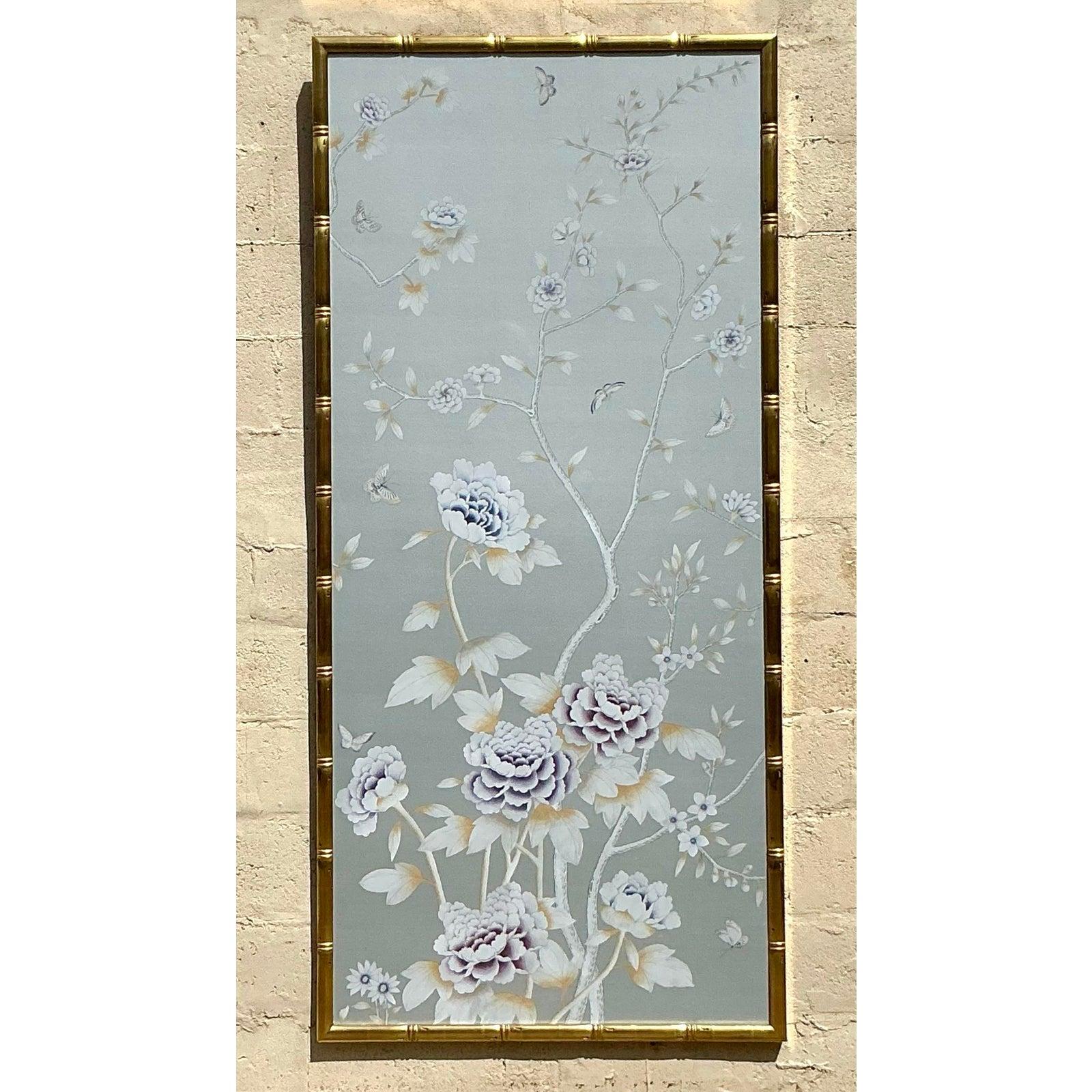 Vintage Regency Degourney gerahmte Wandteppich-Tapete im Regency-Stil (20. Jahrhundert) im Angebot