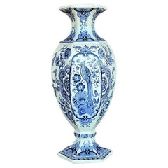 Vintage Regency Delft Royal Sphinx Hexagonal Vase