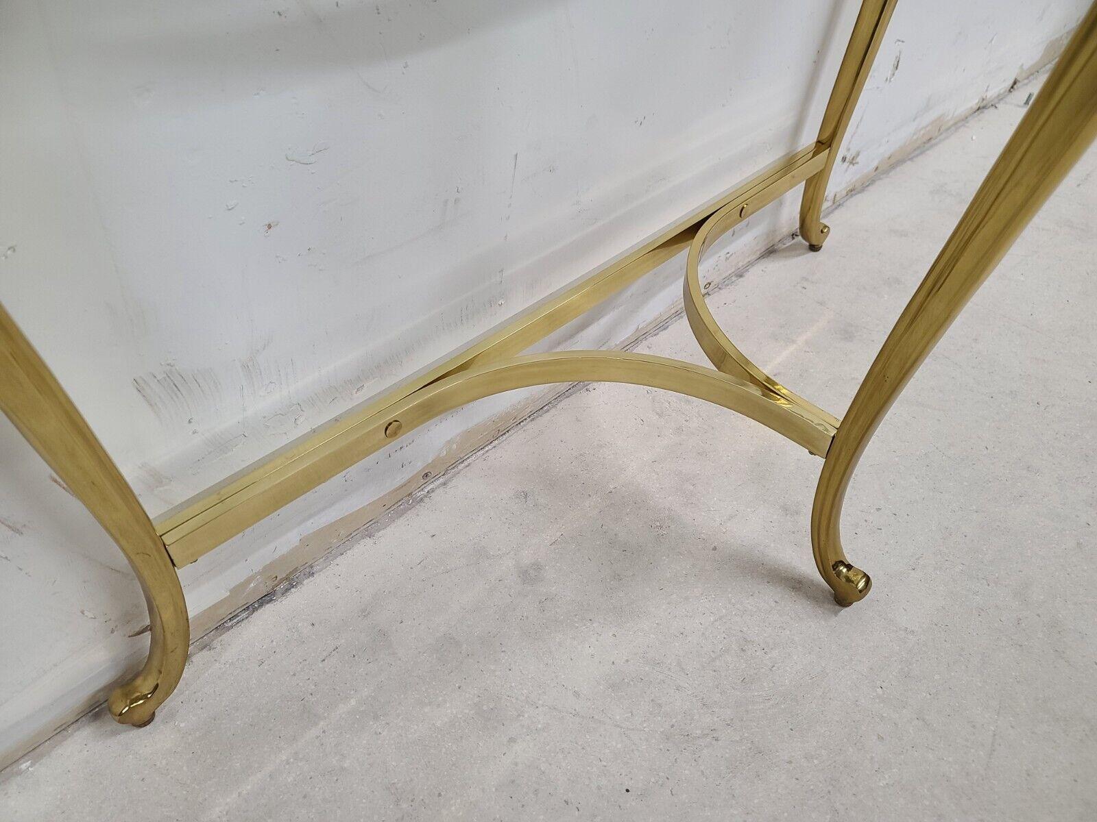 Vintage Regency Demilune Solid Brass Console Table 6