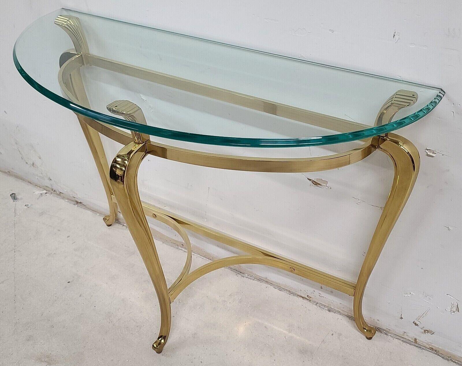 Vintage Regency Demilune Solid Brass Console Table 1