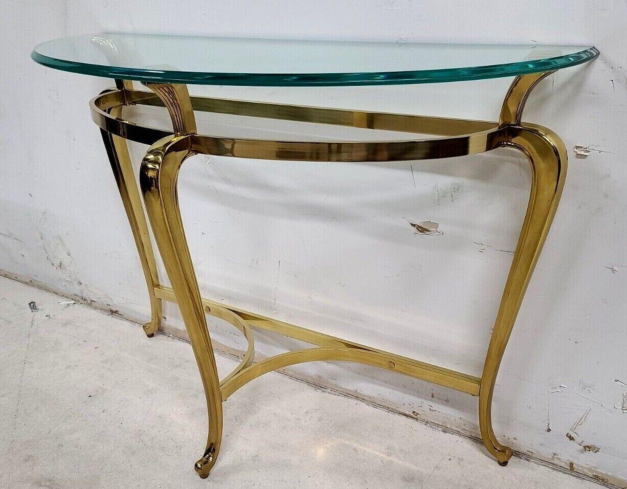 Vintage Regency Demilune Solid Brass Console Table 2