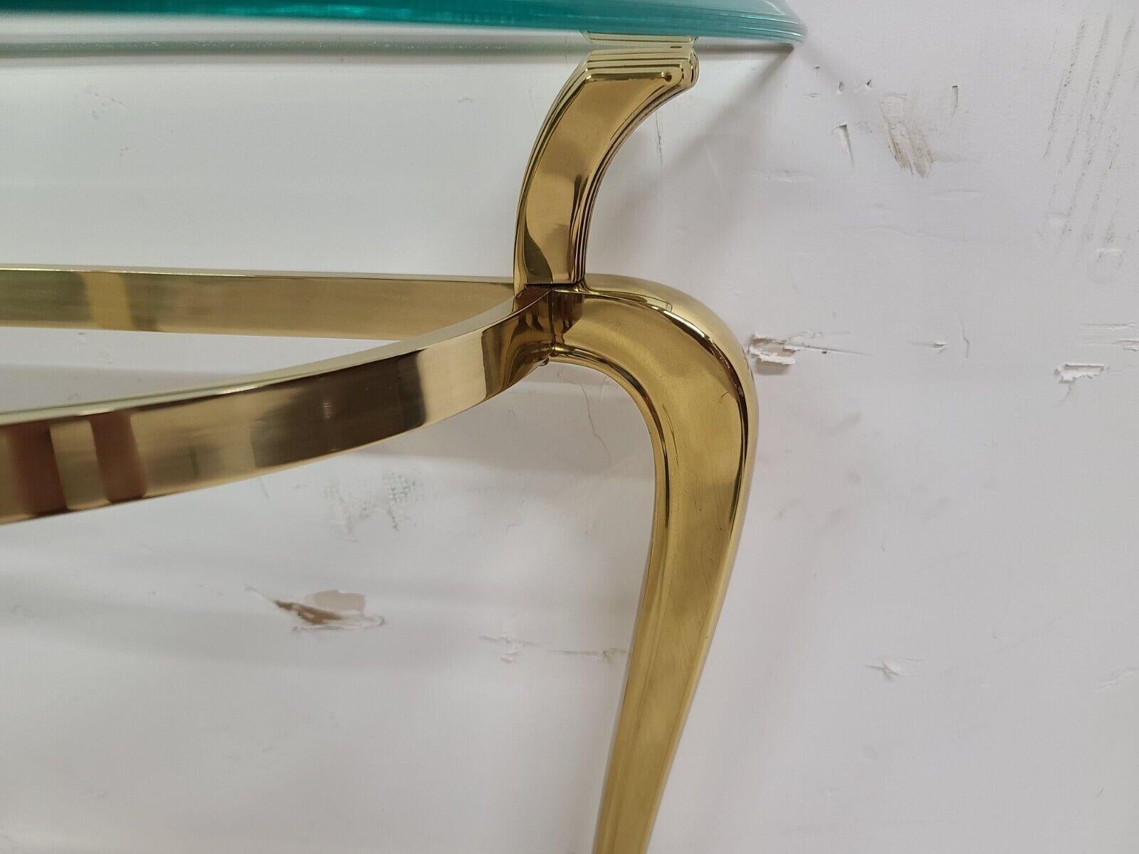 Vintage Regency Demilune Solid Brass Console Table 3