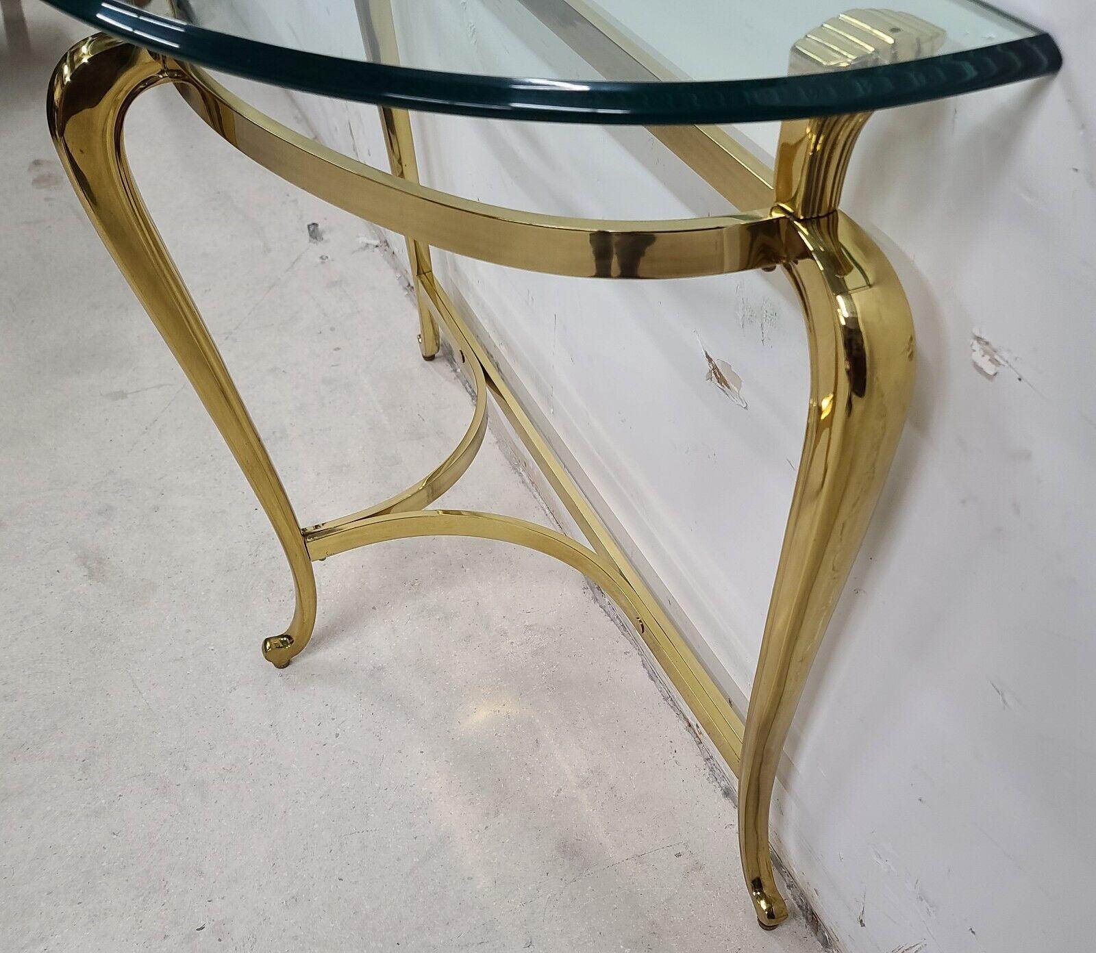 Vintage Regency Demilune Solid Brass Console Table 4