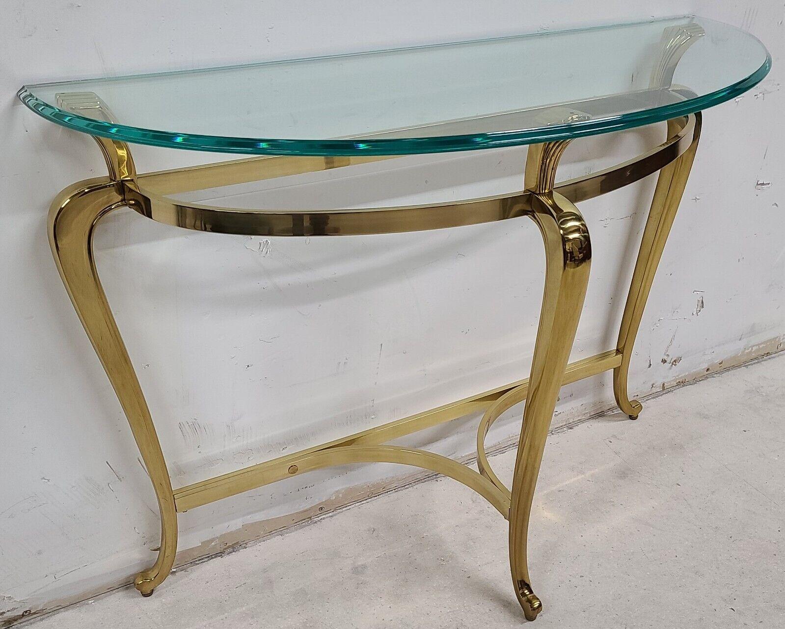 Vintage Regency Demilune Solid Brass Console Table 5