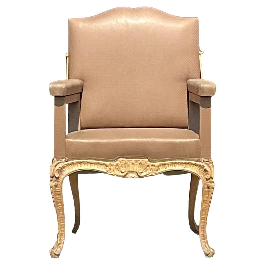 Fauteuil-Stuhl mit Ratchet-Rücken im Regency-Stil von Dessin-Fournier im Angebot