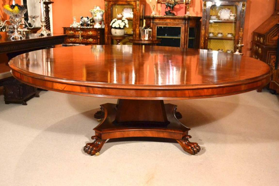 A beautiful large Regency Revival dining table, late 20th century in date.

This fabulous table was purchased from one of the beautiful conference rooms at Rothschild Bank in the City of London when they were having their renovations.

It dates from