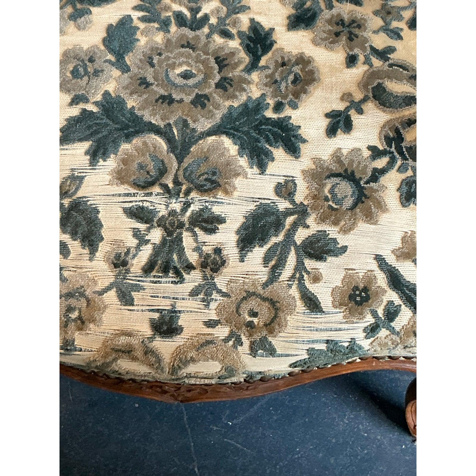 French Vintage Regency Distressed Fleur De Leys Fireside Chair For Sale