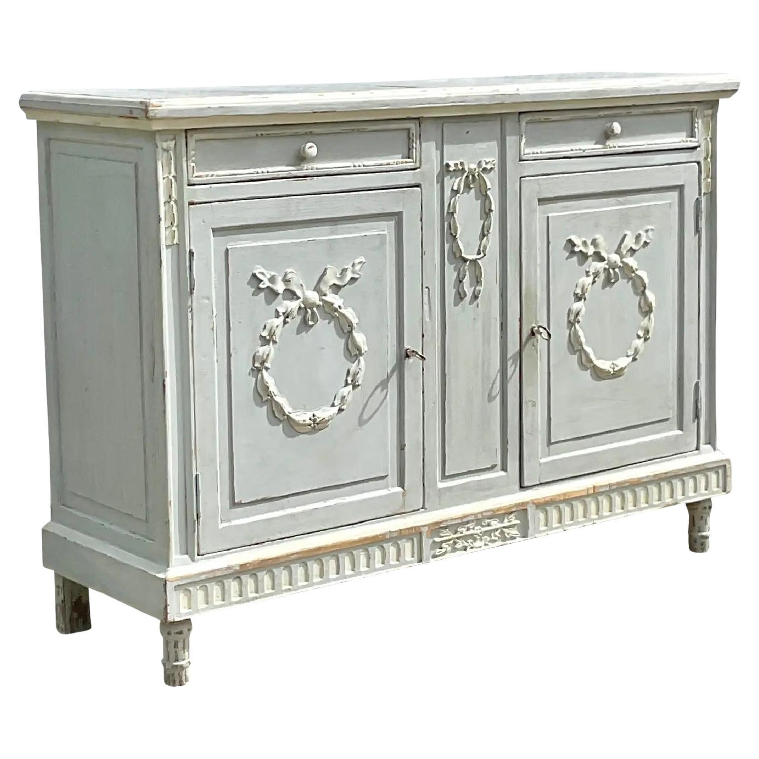 Vintage Regency Distressed French Sideboard For Sale at 1stDibs