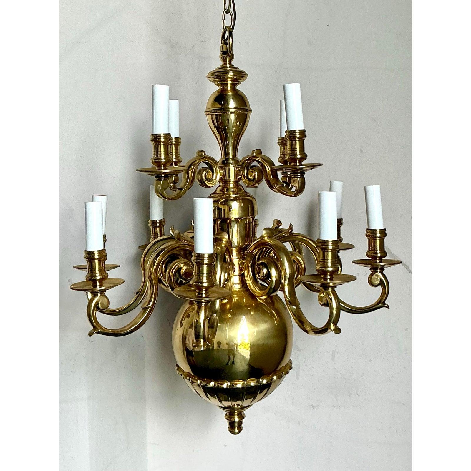Americano Lampadario d'ottone barocco olandese d'epoca Regency in vendita