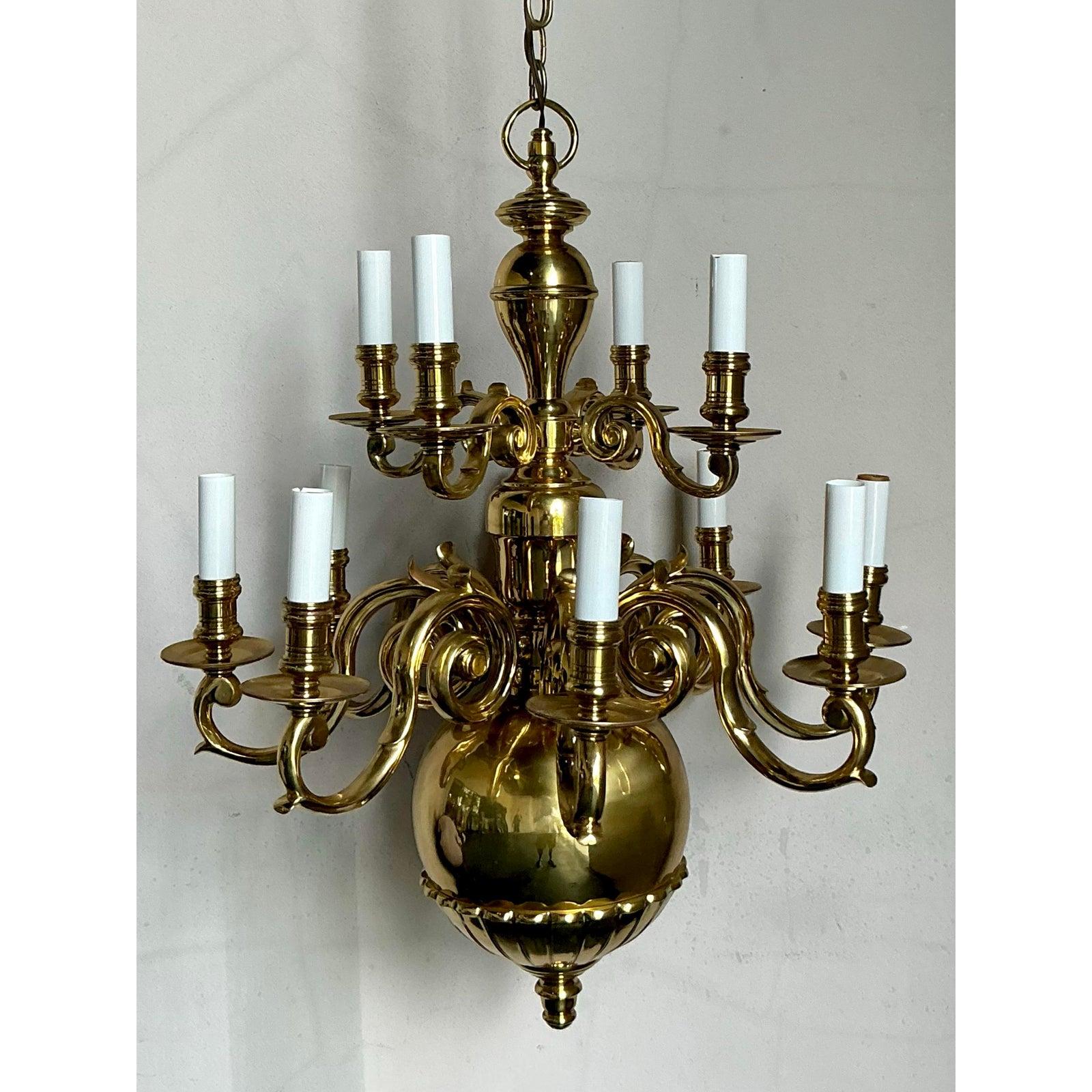 Lampadario d'ottone barocco olandese d'epoca Regency in vendita 1