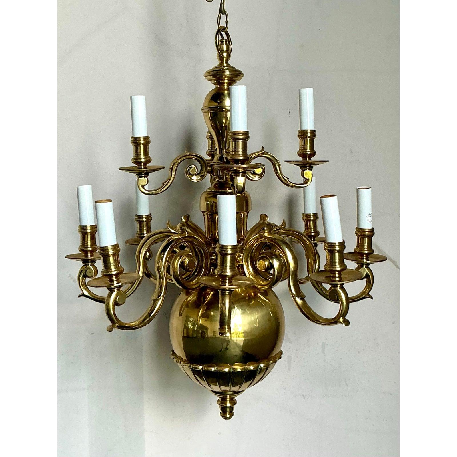 Lampadario d'ottone barocco olandese d'epoca Regency in vendita 2