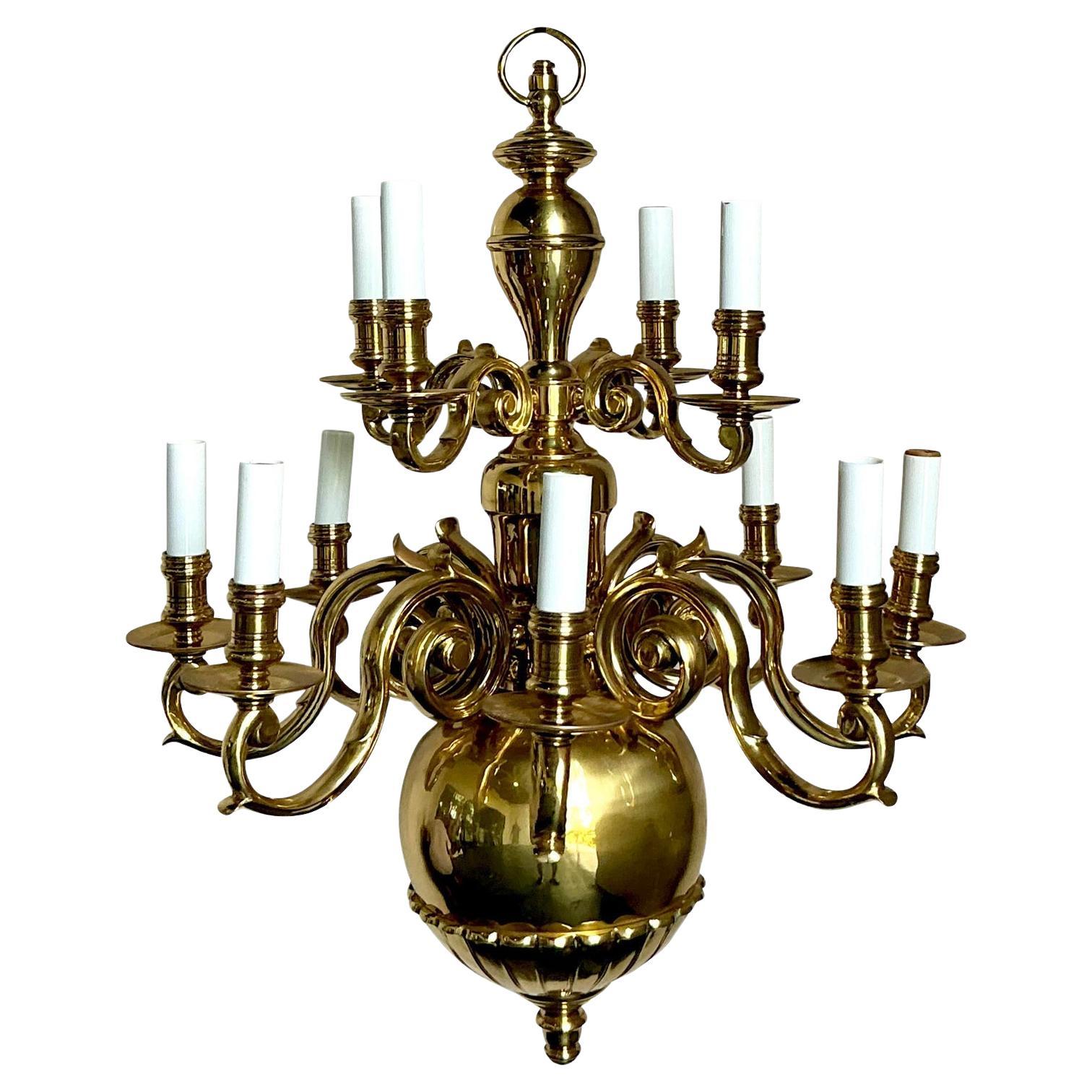 Lustre Vintage Regency Dutch Baroque Brass