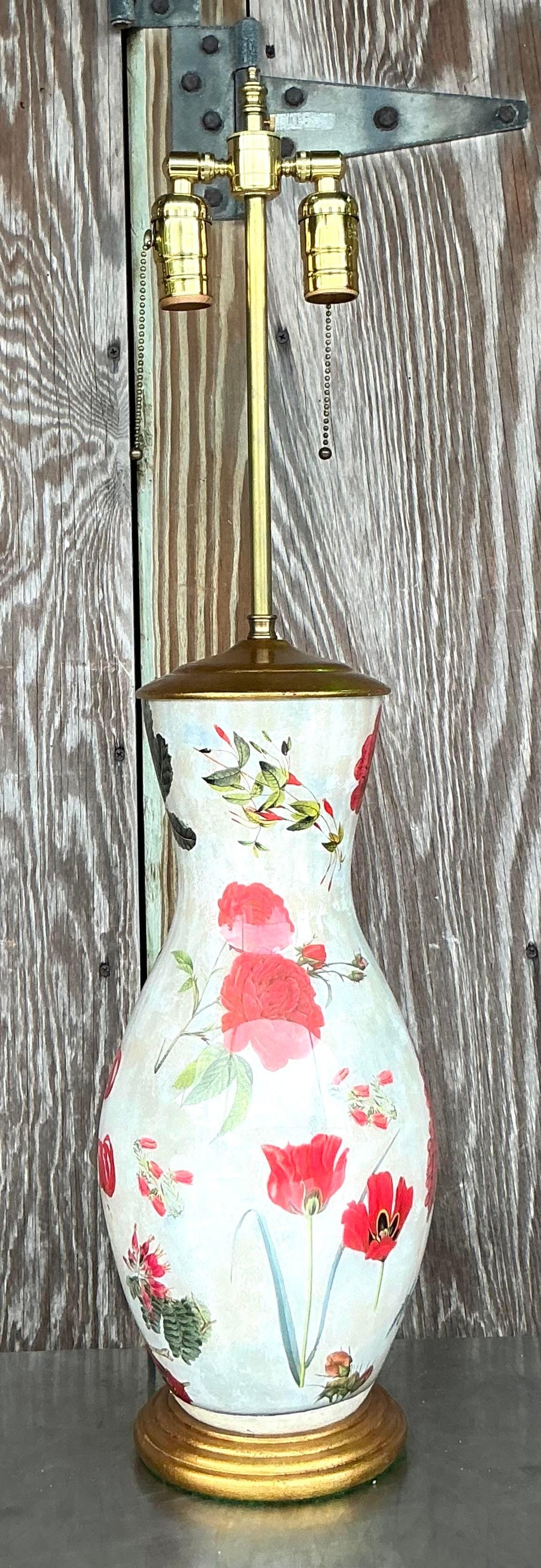 American Vintage Regency Eglomise Glass Lamps For Sale