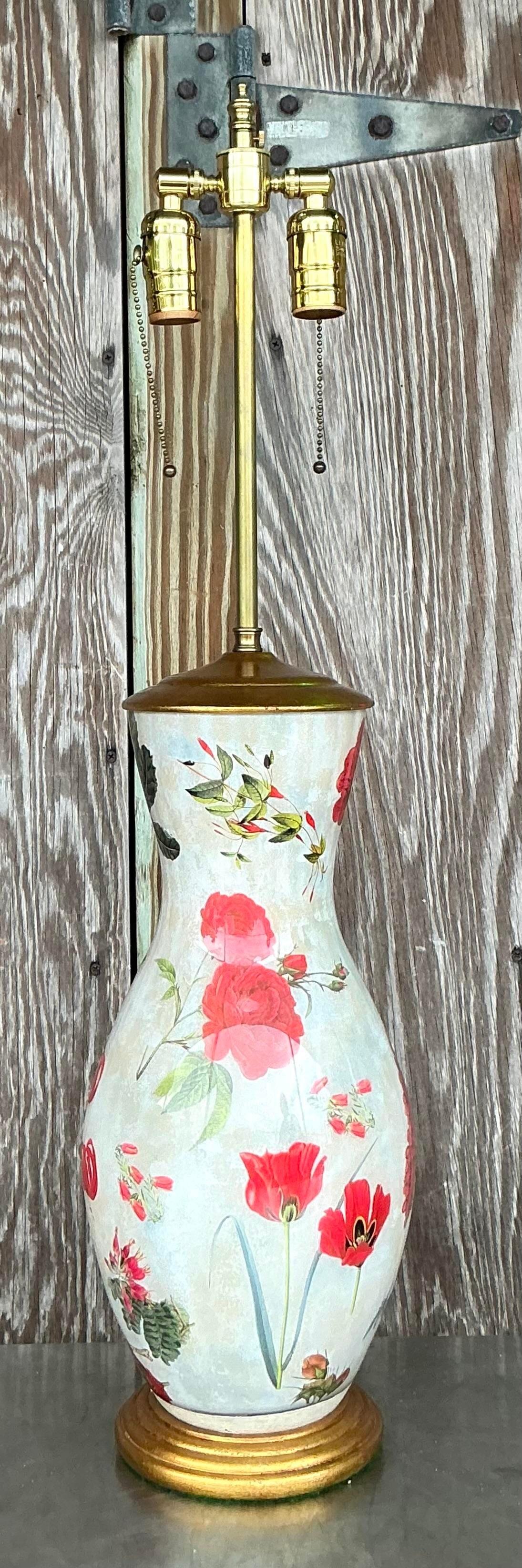 20th Century Vintage Regency Eglomise Glass Lamps For Sale
