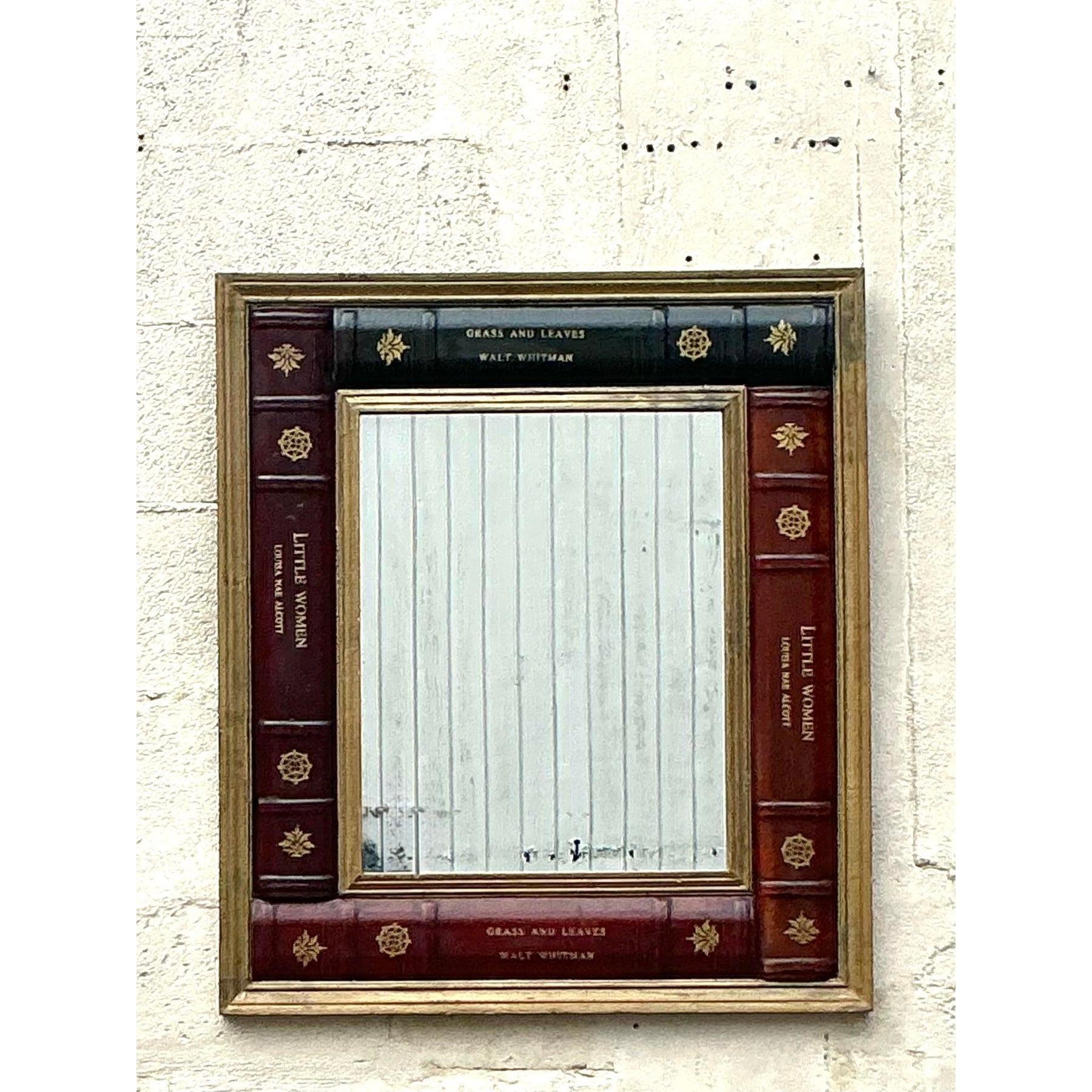 XX secolo Specchio per libri in pelle goffrata Vintage By in vendita