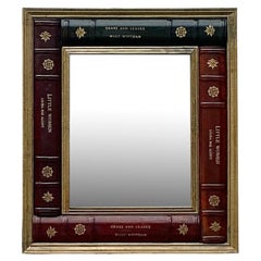 Vintage Regency Embossed Leather Books Mirror