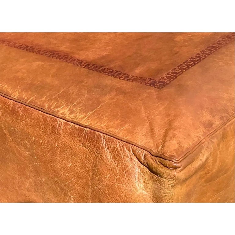 Vintage Regency Embossed Leather Daybed For Sale at 1stDibs