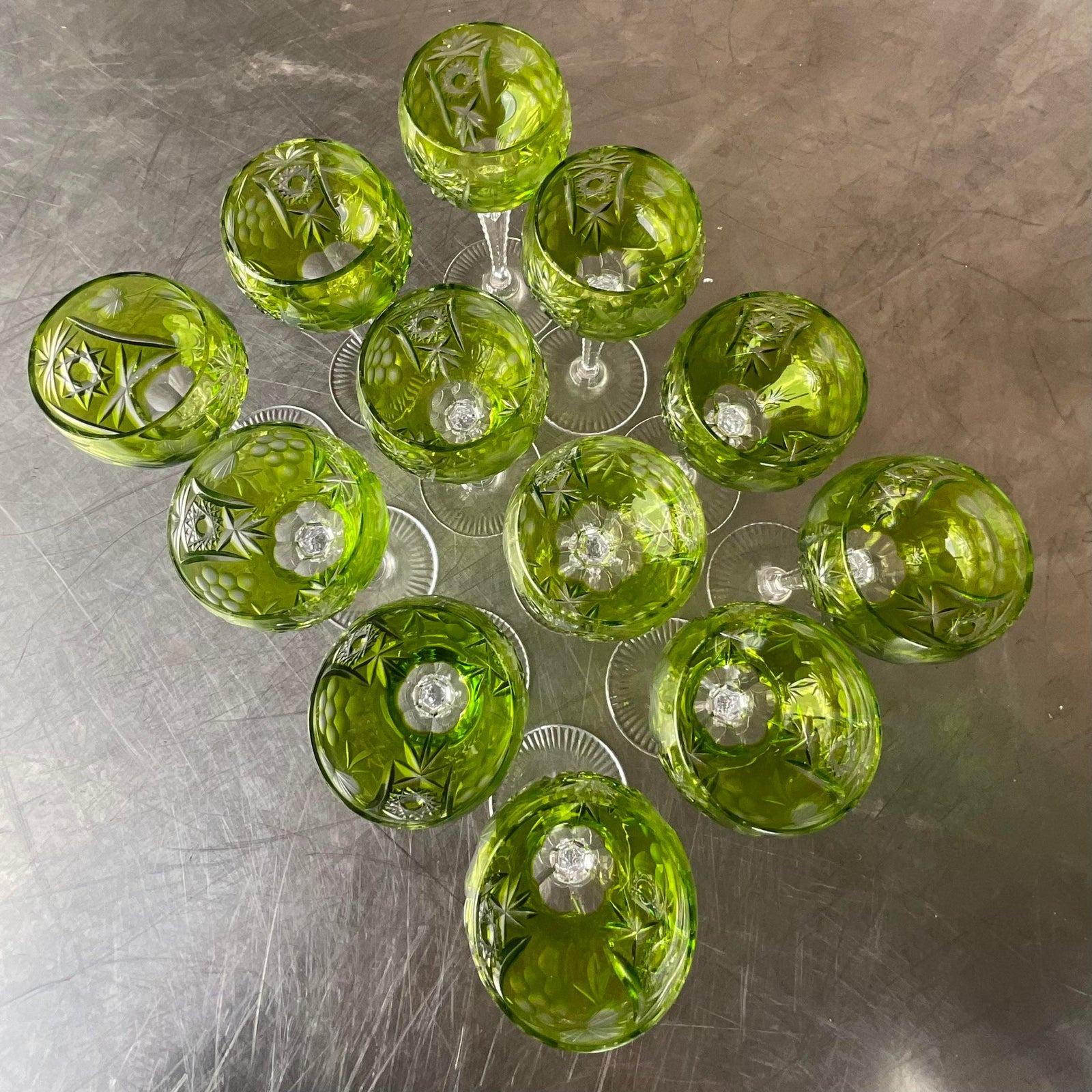 North American Vintage Regency Emerald Cut Crystal Wine Glasses - Set of 12 For Sale