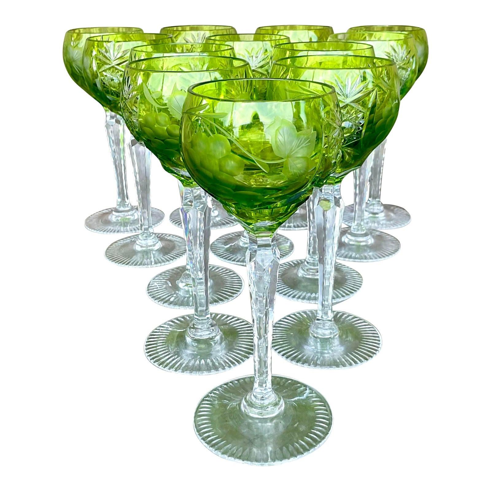 Spring Green Cut to Clear Crystal Rocks Glasses, Set of 12 For Sale at  1stDibs