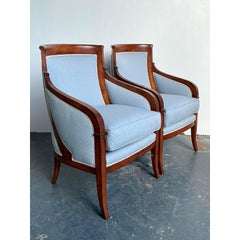 Vintage Regency Empire Frame Lounge Chairs - A Pair