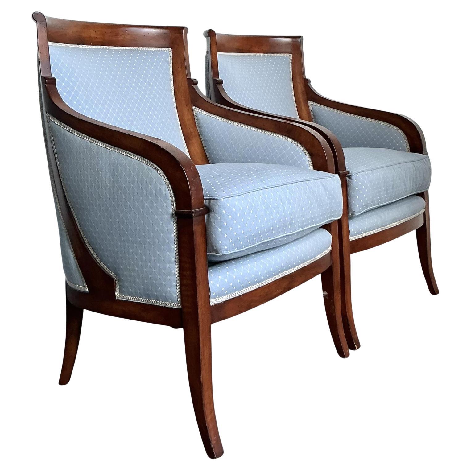 Vintage Regency Empire Frame Lounge Chairs - A Pair For Sale