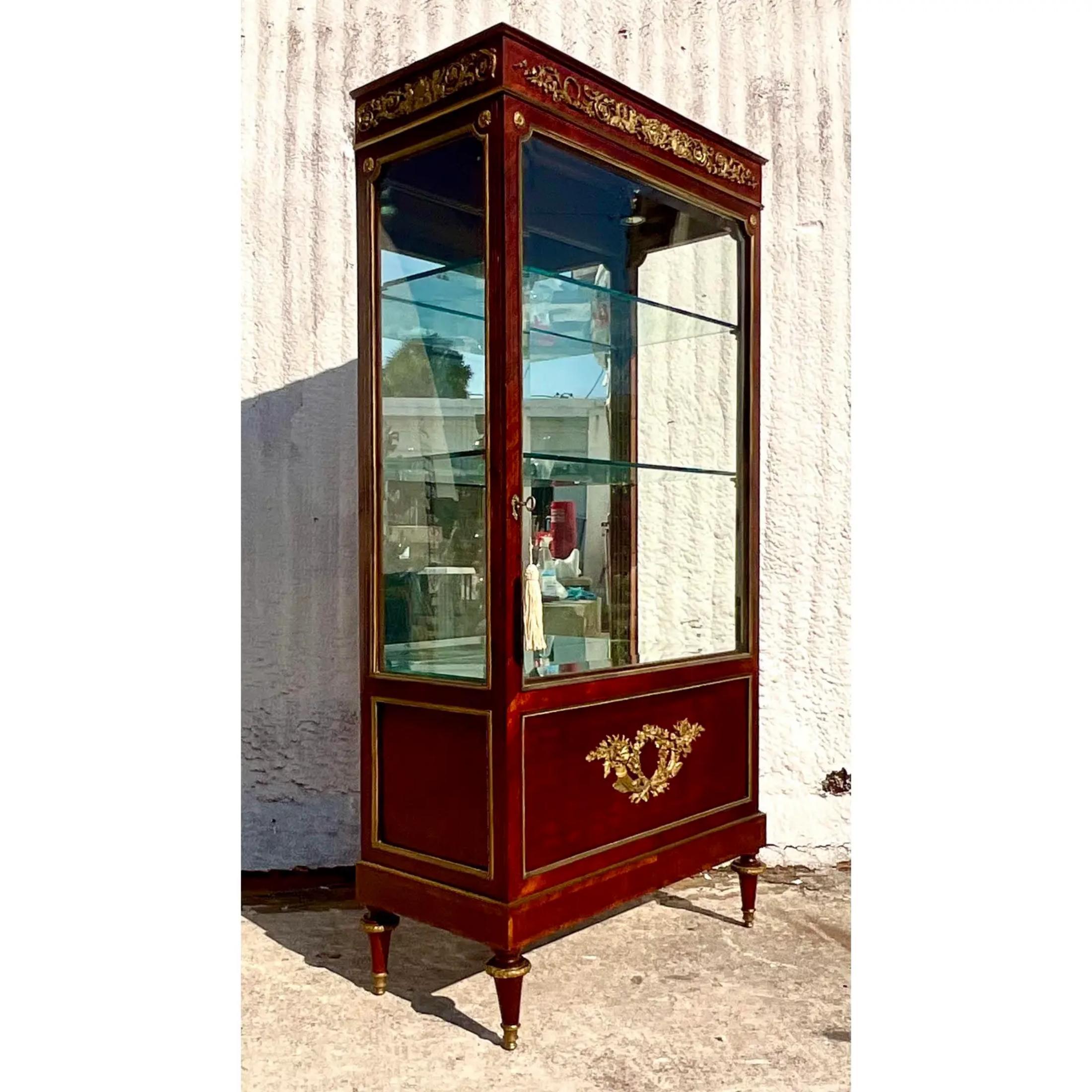 Vintage Regency Empire Glass Etagere In Good Condition For Sale In west palm beach, FL