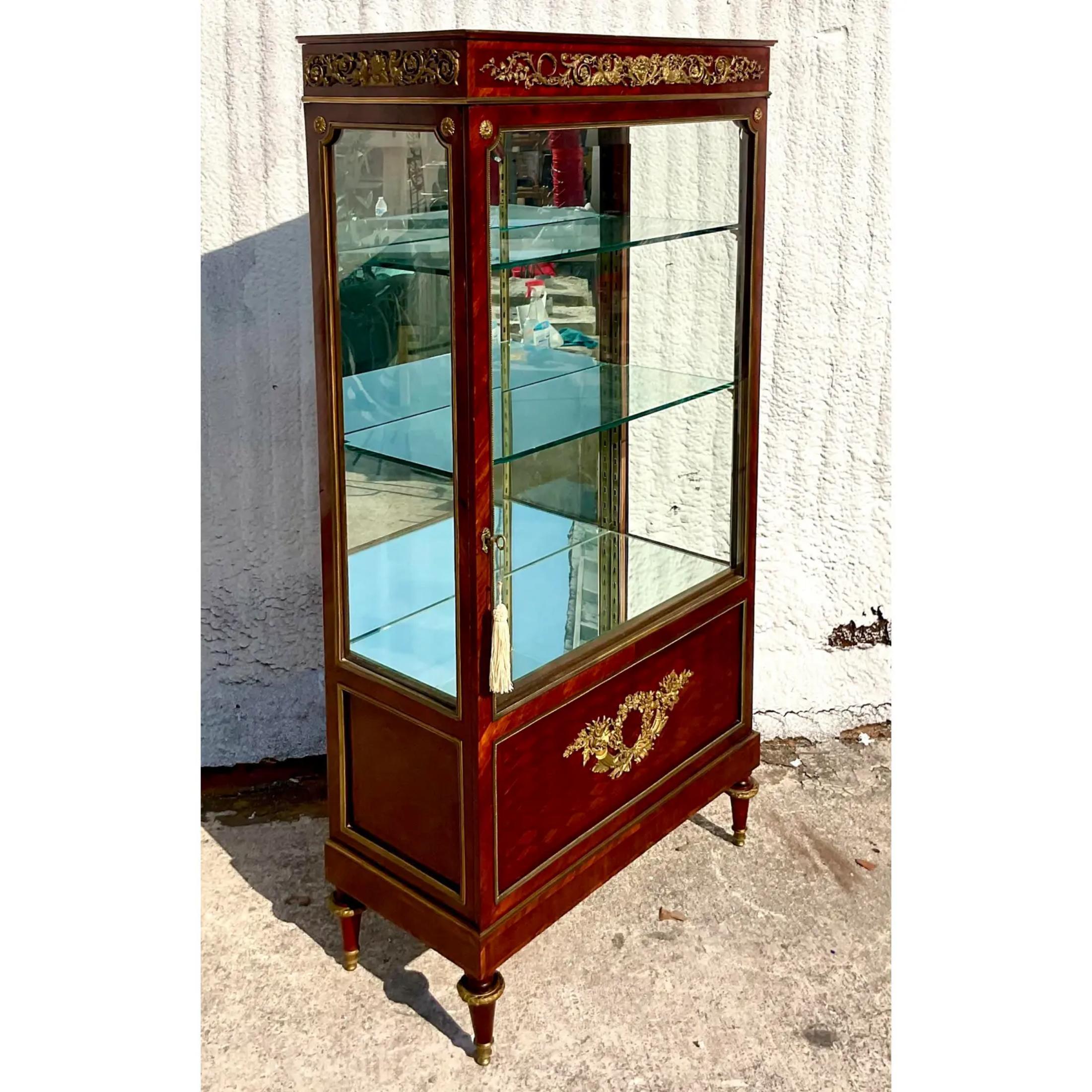 Mirror Vintage Regency Empire Glass Etagere For Sale