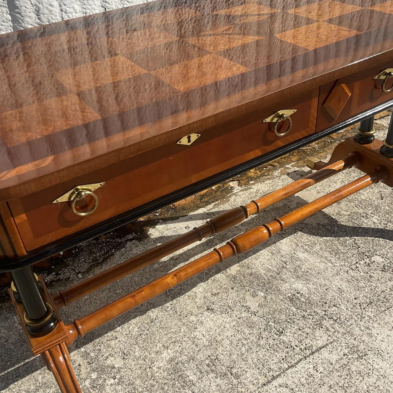 Vintage Regency Empire Marquetry Writing Desk In Good Condition In west palm beach, FL