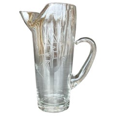 Vintage Regency Etched Glass Martini Pitcher
