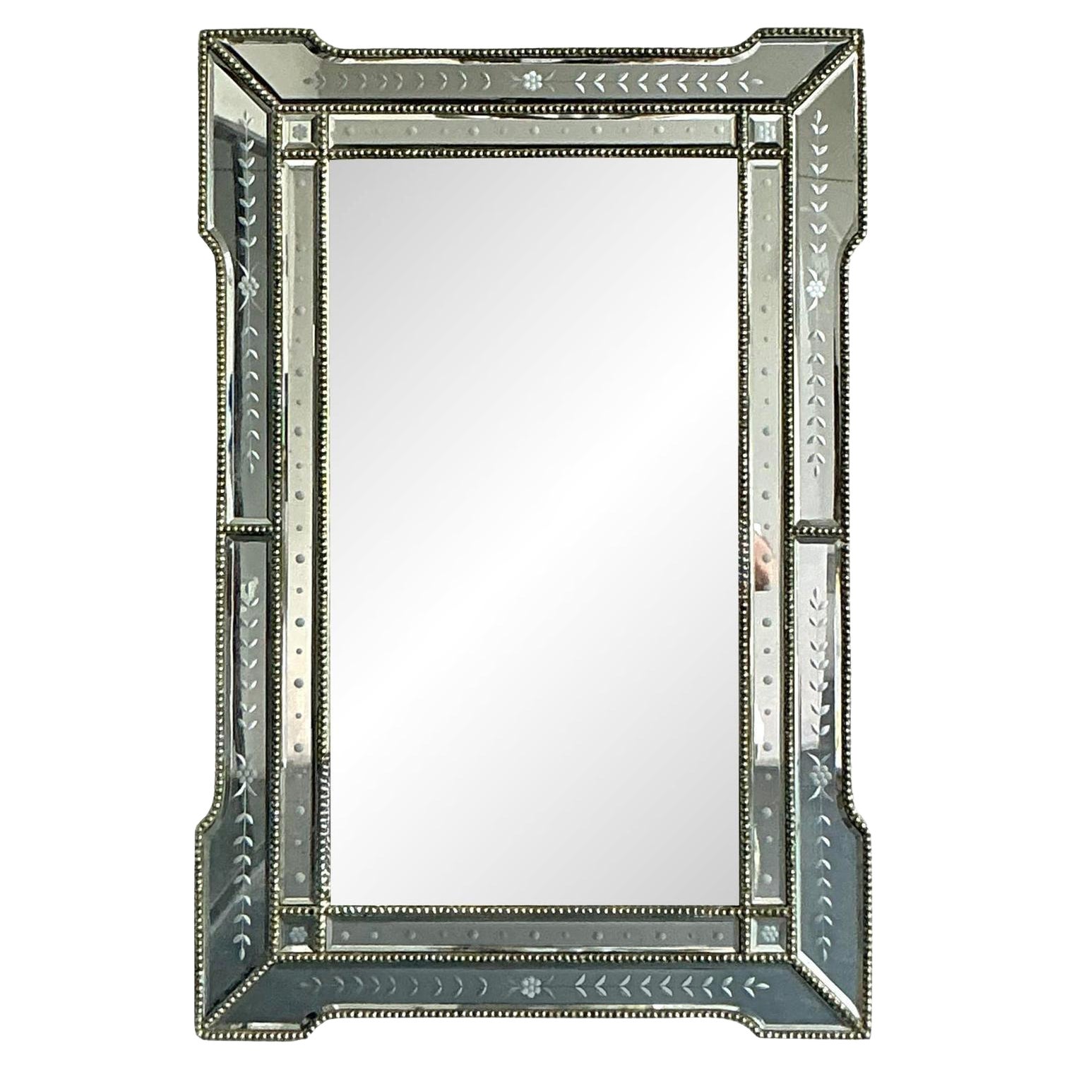 Miroir en verre gravé Vintage Regency