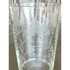 Vintage Regency Etched Glass Vase