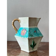 Vintage Regency Faceted Majolica Pitcher