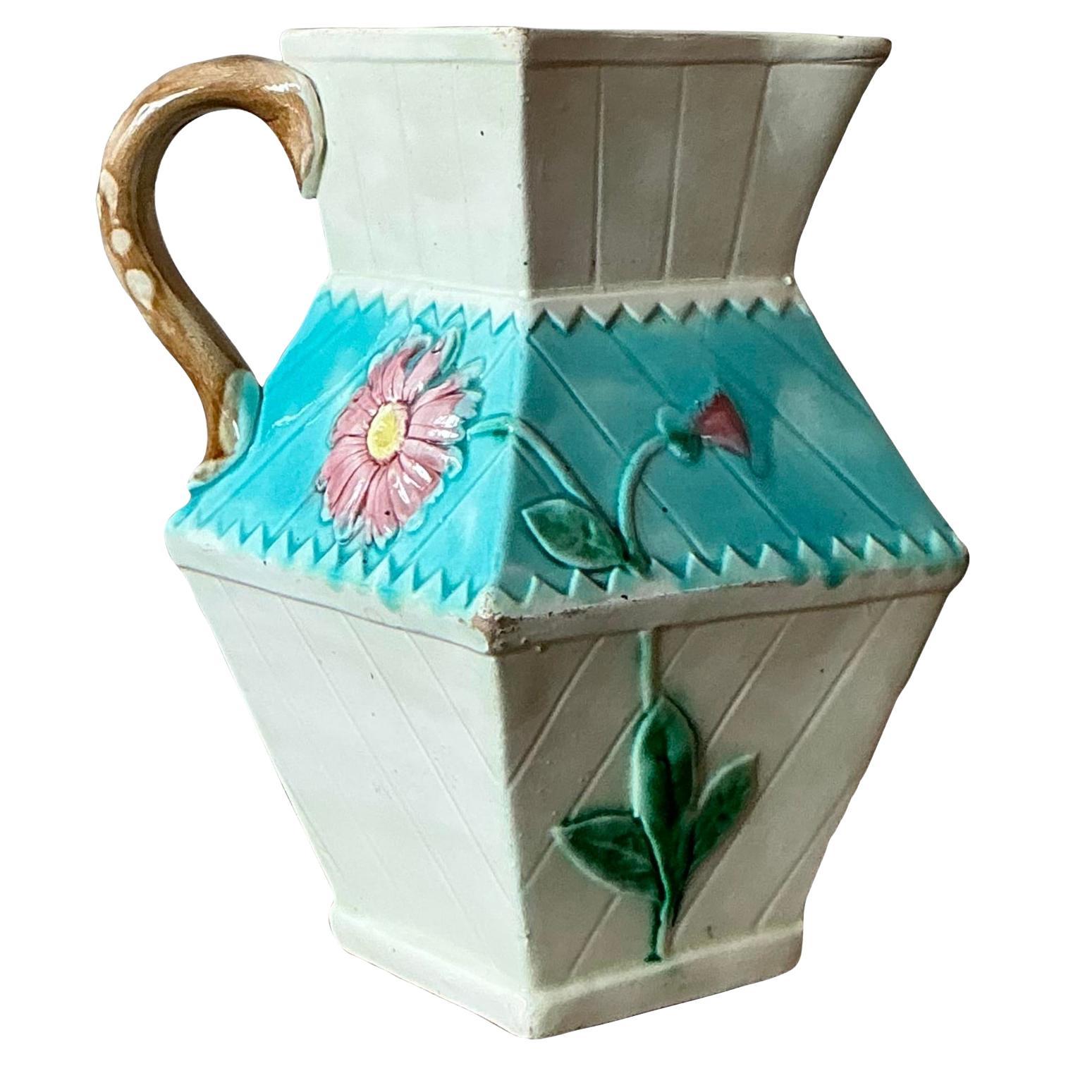 Vintage Regency Faceted Majolica Pitcher