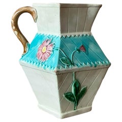 Vintage Regency Faceted Majolica Pitcher