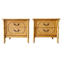 Vintage Regency Faux Bamboo Nightstands by Broyhill