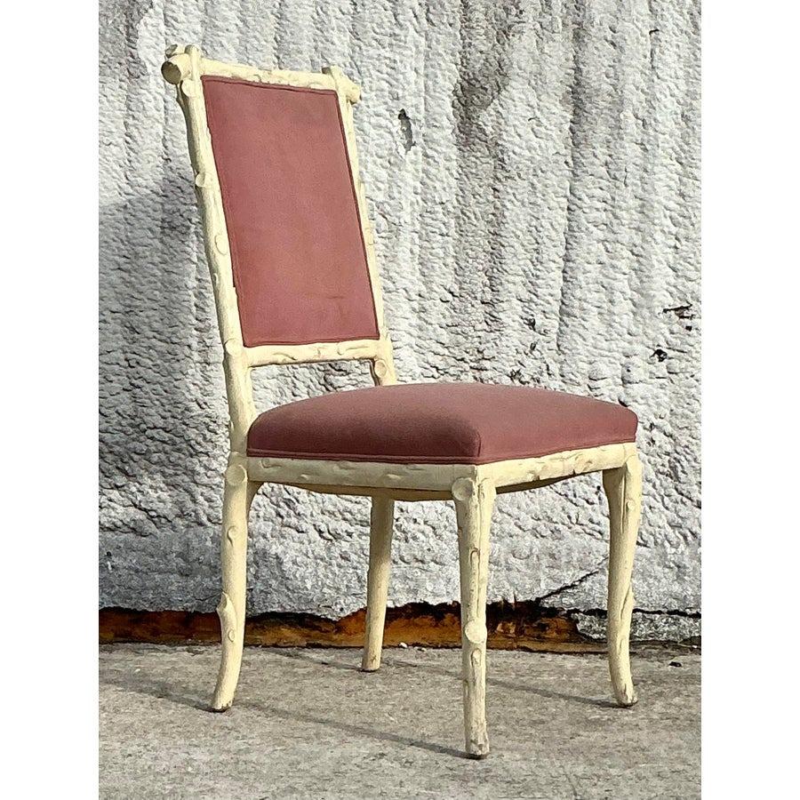 Vintage Regency Faux Bois Chair In Good Condition For Sale In west palm beach, FL