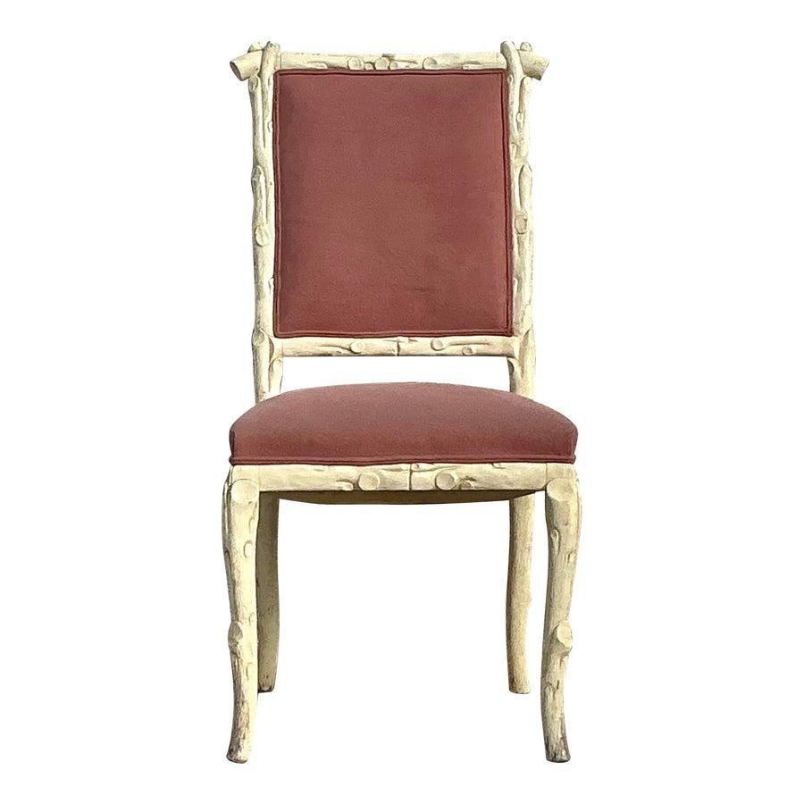 Fabric Vintage Regency Faux Bois Chair For Sale