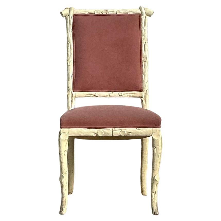 Vintage Regency Faux Bois Chair For Sale