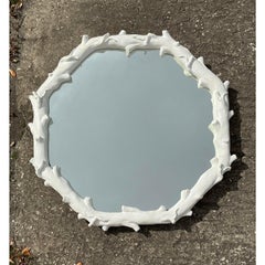 Vintage Regency Faux Bois Octagon Mirror