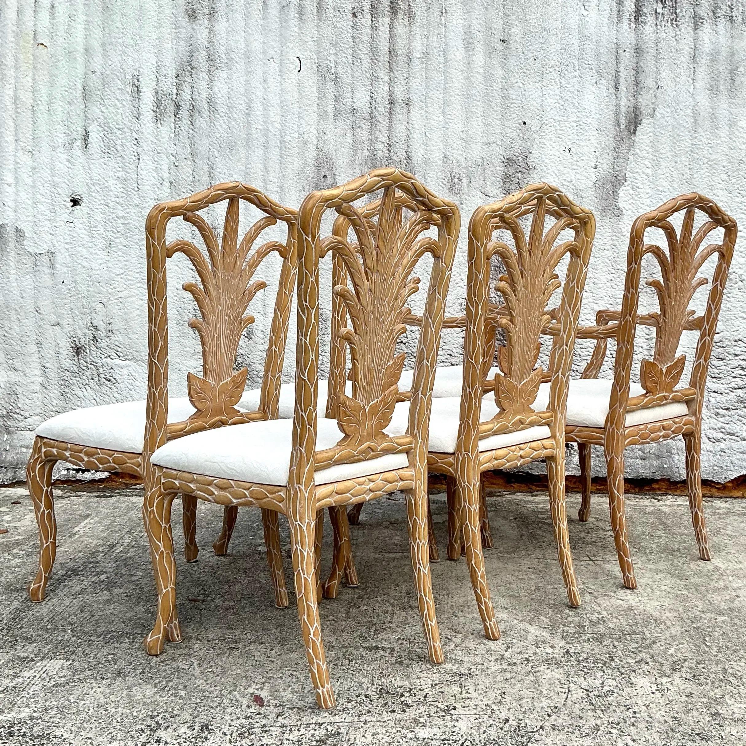Regency Sedie da pranzo vintage in finto bois palmato - Set di 6 sedie in vendita