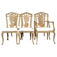 Sillas de Comedor Vintage Regency Faux Bois Palm - Set de 6