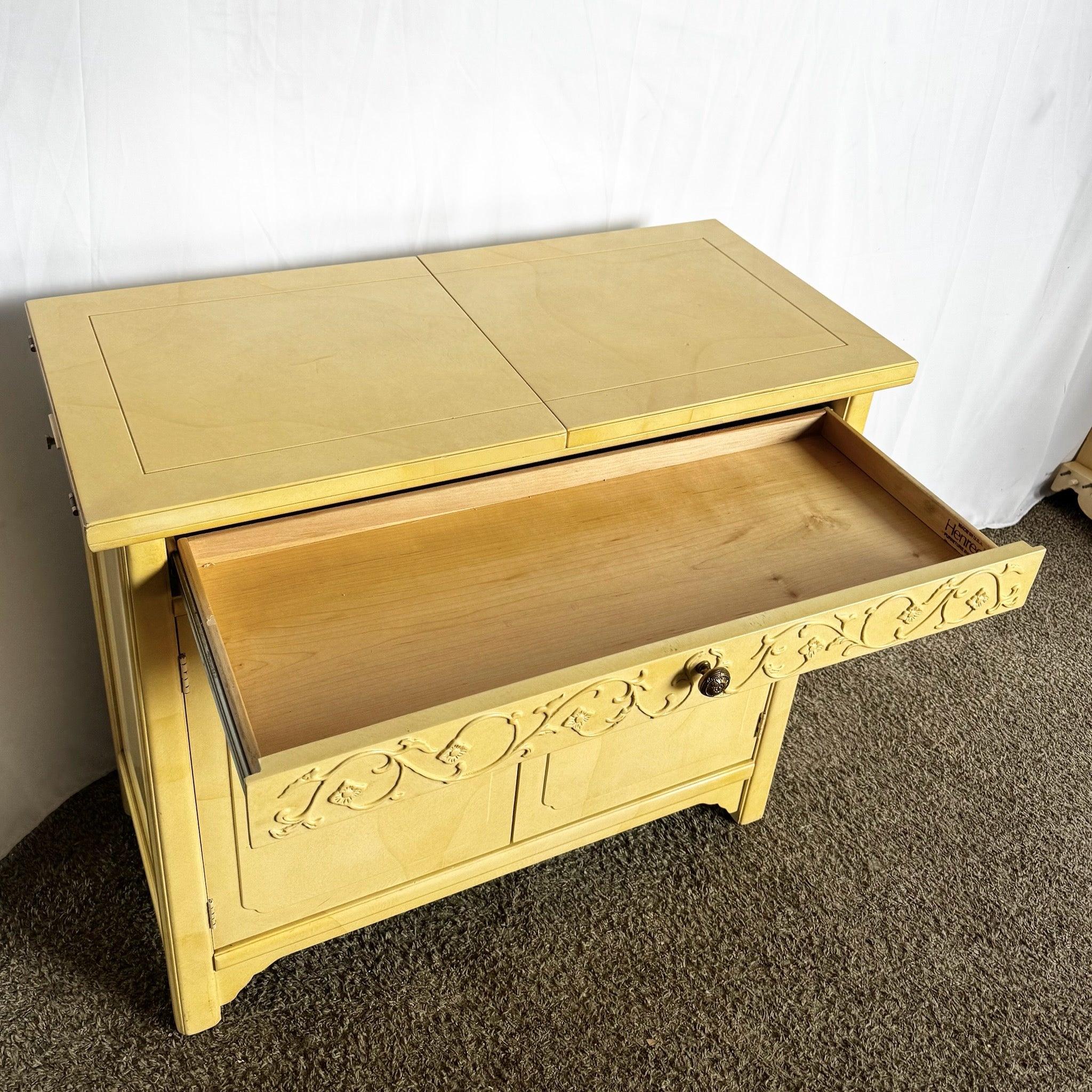 Vintage Regency Faux Goatskin Lacquered Bar Buffet, Henredon by Roy Coleman For Sale 4
