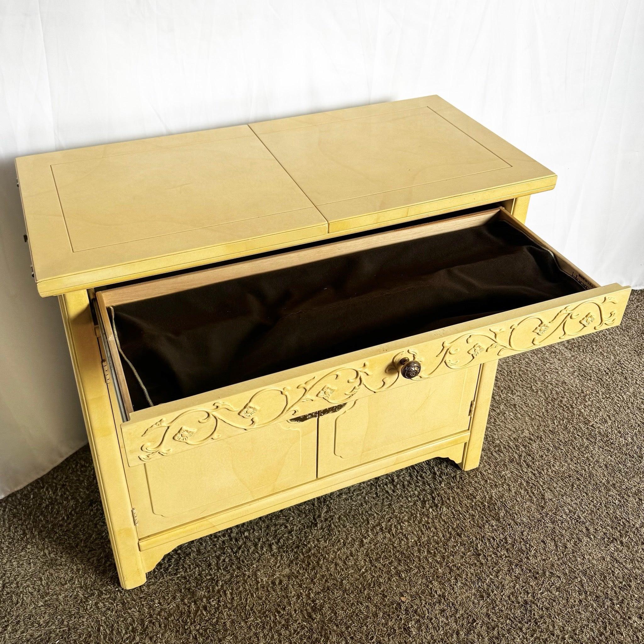 Vintage Regency Faux Goatskin Lacquered Bar Buffet, Henredon by Roy Coleman For Sale 5