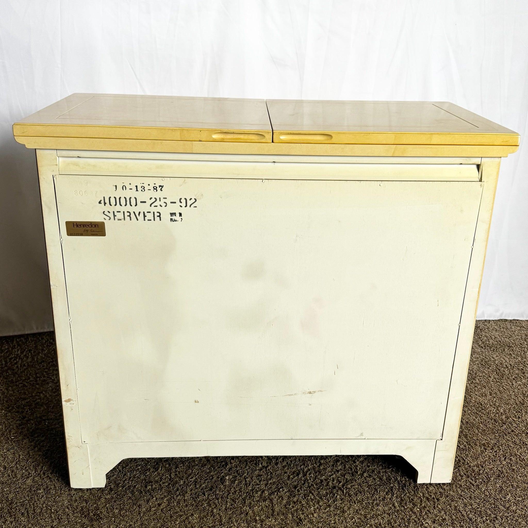 Vintage Regency Faux Goatskin Lacquered Bar Buffet, Henredon by Roy Coleman For Sale 2