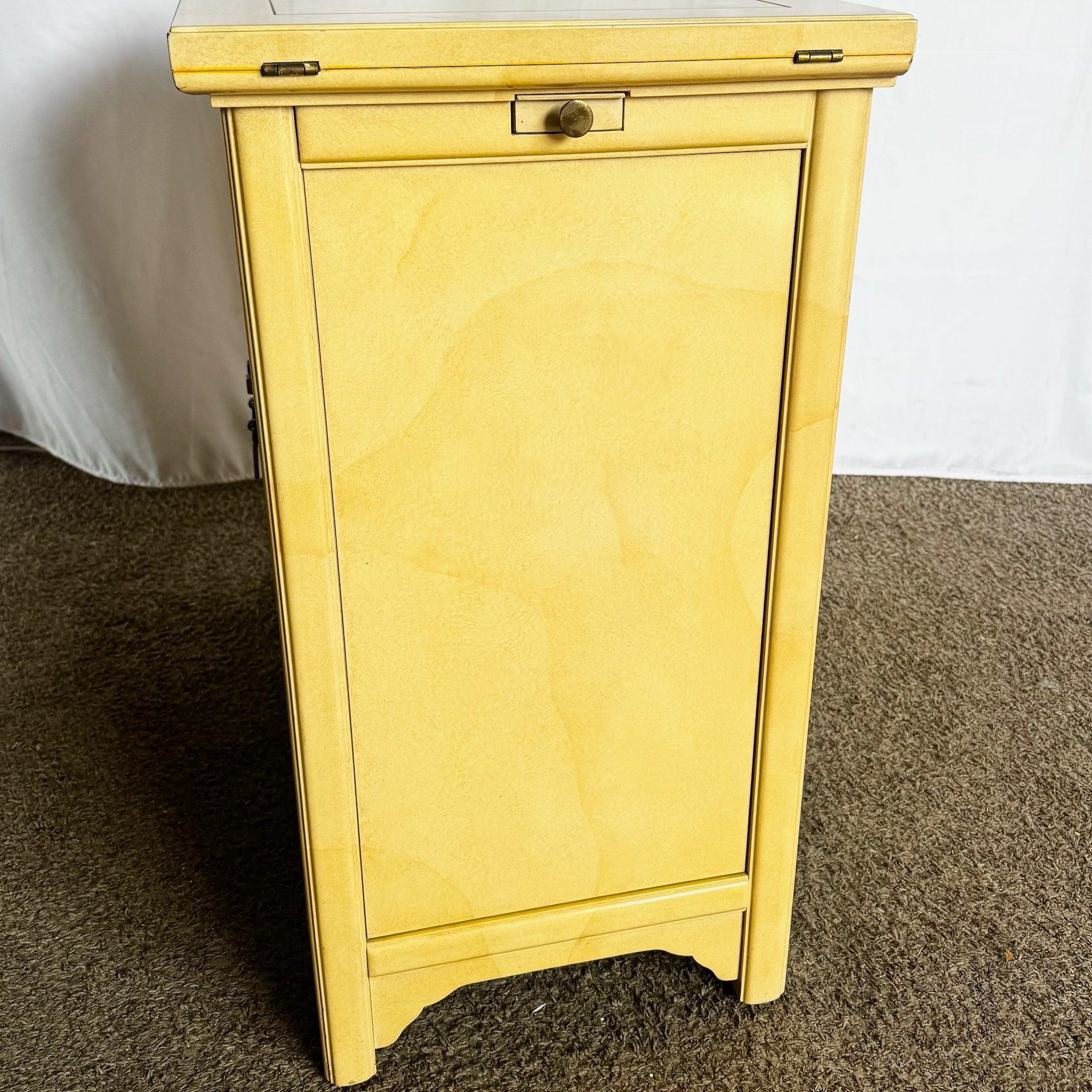 Vintage Regency Faux Goatskin Lacquered Bar Buffet, Henredon by Roy Coleman For Sale 3