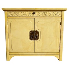 Vintage Regency Faux Goatskin Lacquered Bar Buffet, Henredon by Roy Coleman
