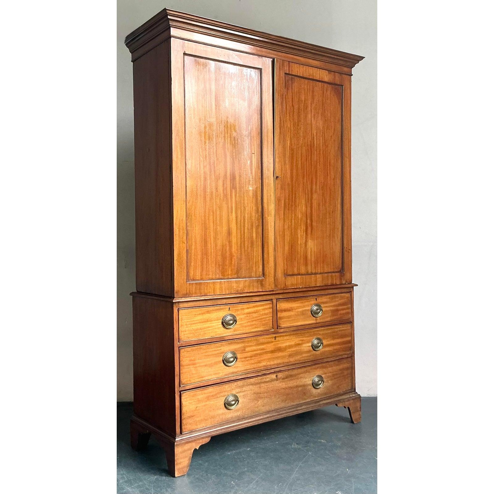 Ottone Pressa per biancheria in mogano Feder Regency d'epoca in vendita